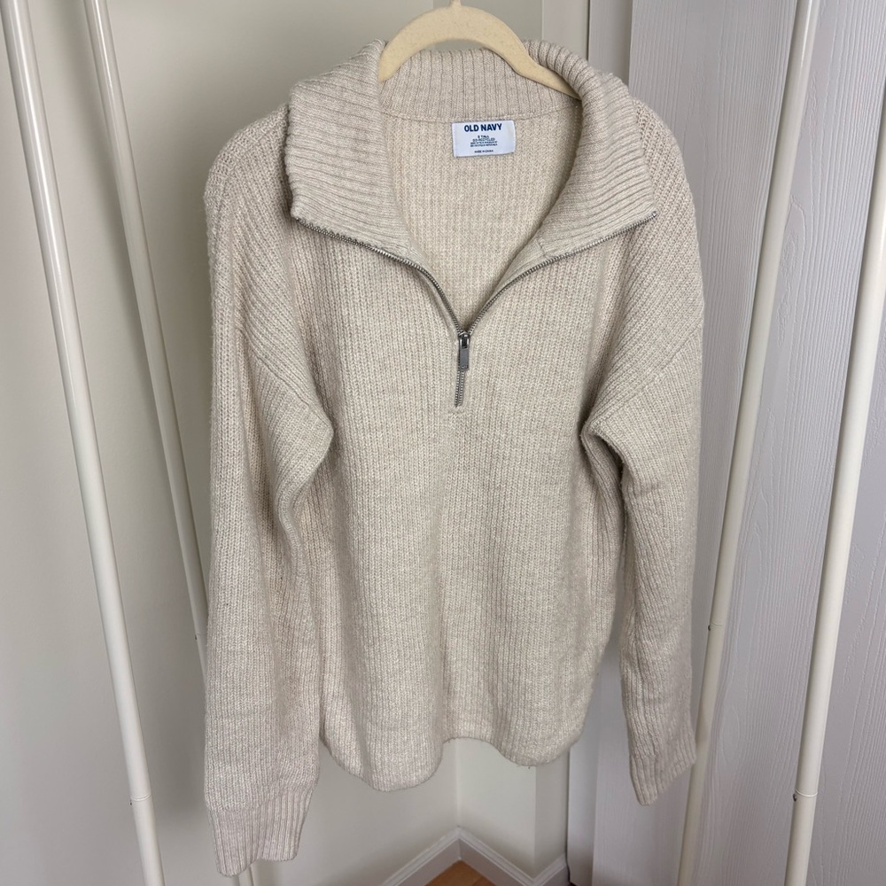 Old Navy Oatmeal Quarter-Zip Sweater